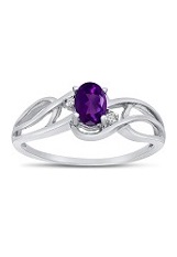 lovely white gold oval amethyst gemstone birthstone baby ring